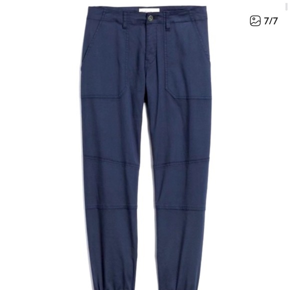 Pistola Dustin Ankle Navy Blue Utility Mid Rise Ankle Zip Cotton Cropped Joggers - Picture 1 of 6